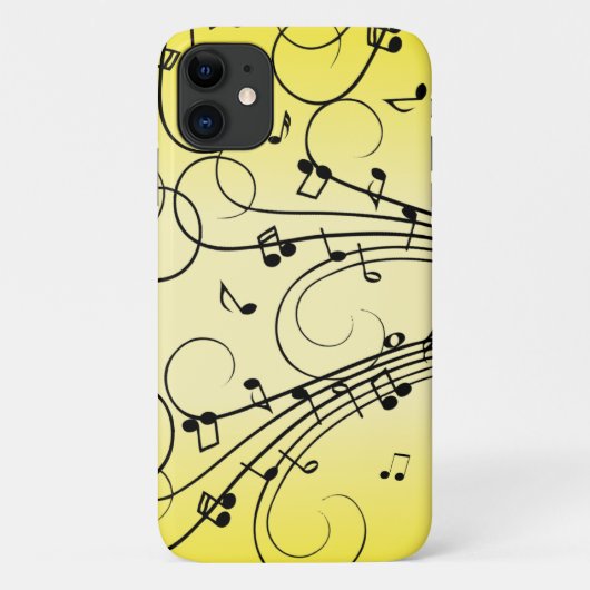 Coques Case-Mate iPhone Notes de musique fantaisie jaune (Dos)
