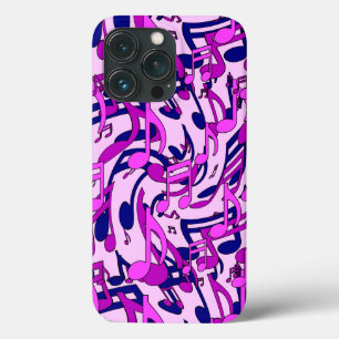 iPhone 13 Pro Case Notes de musique joyeuses et animées Rose Bleu Vio