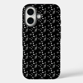 Coques iPhone 16 notes de musique noire
