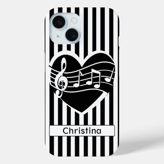 Coques Case-Mate iPhone Notes de musique noire blanche personnalisée Cardi (Verso)