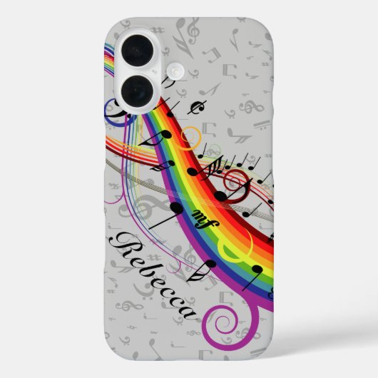 Coques Case-Mate iPhone Notes de musique noire sur Gray (Verso)