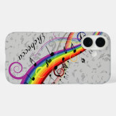 Coques Case-Mate iPhone Notes de musique noire sur Gray (Verso (horizontal))