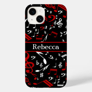Coques Pour iPhone Notes musicales blanches et noires rouges