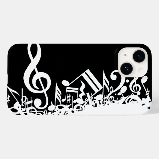 Coques Case-Mate iPhone Notes musicales blanches sur le noir (Verso (horizontal))
