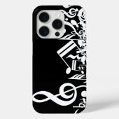 Coques Case-Mate iPhone Notes musicales blanches sur le noir (Verso)