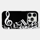 Coques Case-Mate iPhone Notes musicales blanches sur le noir (Verso (horizontal))