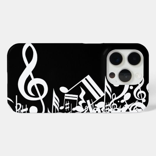 Coques Case-Mate iPhone Notes musicales blanches sur le noir (Verso (horizontal))