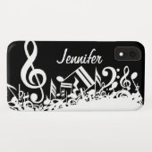 Coques Case-Mate iPhone Notes musicales brouillées blanches personnalisées (Dos (Horizontal))