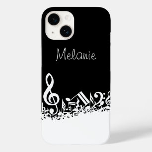 Coque Pour iPhone 14 Notes musicales brouillées blanches personnalisées