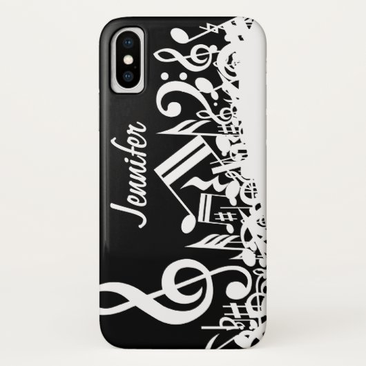 Coques Case-Mate iPhone Notes musicales brouillées blanches personnalisées (Dos)