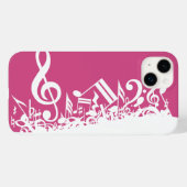 Coques Case-Mate iPhone Notes musicales brouillées Hot rose et blanc (Verso (horizontal))