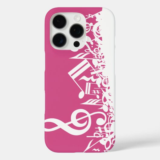 Coques Case-Mate iPhone Notes musicales brouillées Hot rose et blanc (Verso)