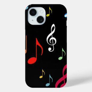 Coque Pour iPhone 15 notes musicales colorées