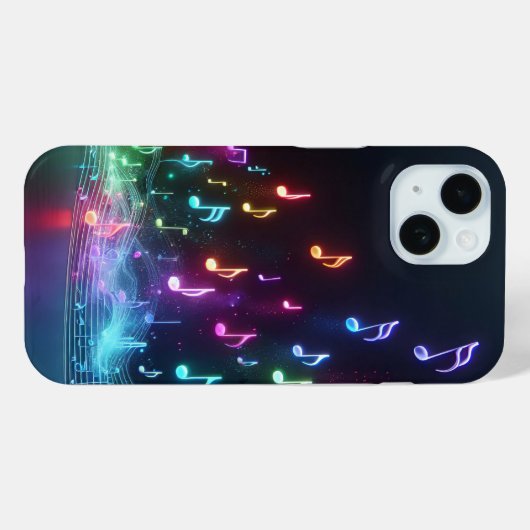 Coques Case-Mate iPhone Notes musicales de Neon (Verso (horizontal))