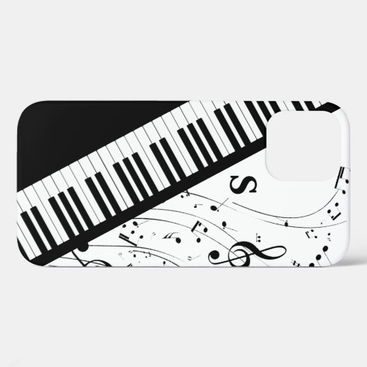 Coques Case-Mate iPhone Notes musicales de piano clavier Monogramme noir b (Verso (horizontal))