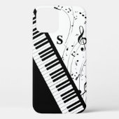 Coques Case-Mate iPhone Notes musicales de piano clavier Monogramme noir b (Verso)