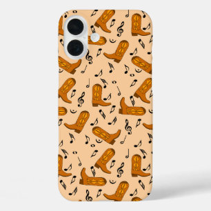 Coques iPhone 16 Plus Notes musicales des Boots de Cowboy