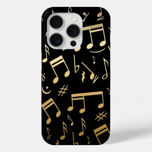 Coques Case-Mate iPhone Notes musicales d'or sur arrière - plan noir (Verso)