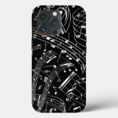 Coques Case-Mate iPhone Notes musicales en noir et argent (Verso)