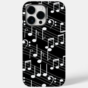 Coque Pour Pour iPhone 14 Pro Max Notes musicales en noir et blanc et lignes de pers