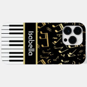 Coques Case-Mate iPhone Notes musicales et touches de piano Noir et Or (Verso (horizontal))