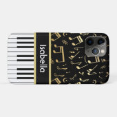 Coques Case-Mate iPhone Notes musicales et touches de piano Noir et Or (Dos (Horizontal))