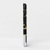 Coques Case-Mate iPhone Notes musicales et touches de piano Noir et Or (Dos/Gauche)