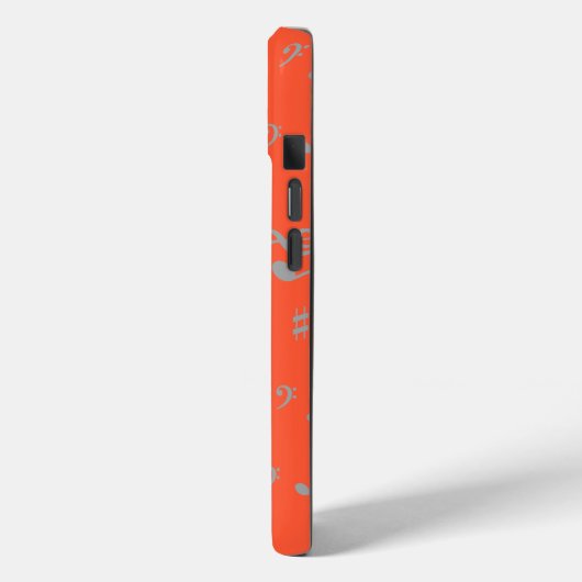 Coques Case-Mate iPhone Notes musicales grises sur Orange (Verso / Gauche)