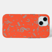 Coques Case-Mate iPhone Notes musicales grises sur Orange (Verso (horizontal))