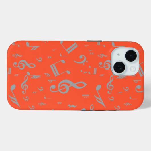 Coques Case-Mate iPhone Notes musicales grises sur Orange (Verso (horizontal))