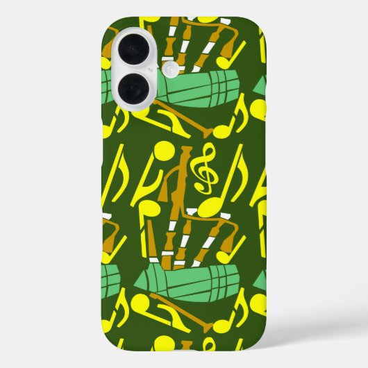 Coques Case-Mate iPhone Notes musicales jaunes Bagpipes (Verso)
