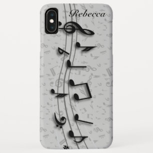 Coques Pour iPhone Notes musicales noires et grises personnalisées