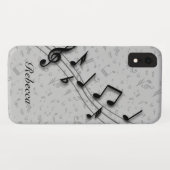 Coques Case-Mate iPhone Notes musicales noires et grises personnalisées (Dos (Horizontal))
