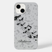 Coques Case-Mate iPhone Notes musicales noires et grises personnalisées (Verso)