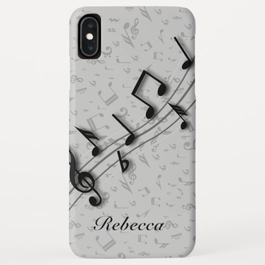 Coques Case-Mate iPhone Notes musicales noires et grises personnalisées (Dos)