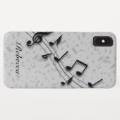 Coques Case-Mate iPhone Notes musicales noires et grises personnalisées (Dos (Horizontal))