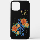 Coques Case-Mate iPhone Notes musicales Note Clé musicale Monogramme flora (Verso)