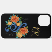 Coques Case-Mate iPhone Notes musicales Note Clé musicale Monogramme flora (Verso / Droite)