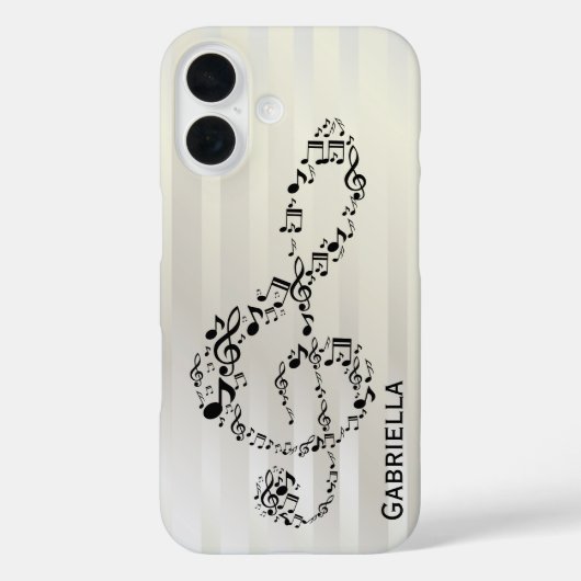 Coques Case-Mate iPhone Notes musicales Pearlesque Stripes Black Treble (Verso)
