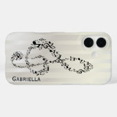 Coques Case-Mate iPhone Notes musicales Pearlesque Stripes Black Treble (Verso (horizontal))