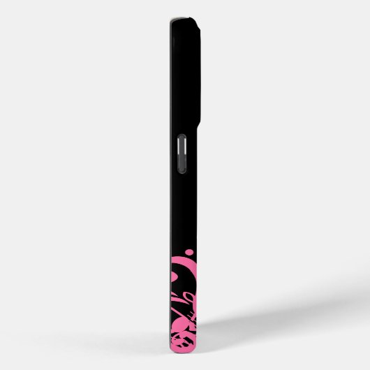 Coques Case-Mate iPhone Notes musicales roses chaudes sur noir (Verso / Droite)