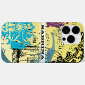 Coques Case-Mate iPhone Notes musicales sur la cage d'oiseau à damas perso (Verso (horizontal))