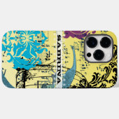 Coques Case-Mate iPhone Notes musicales sur la cage d'oiseau à damas perso (Verso (horizontal))