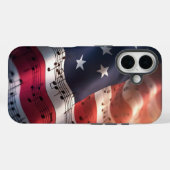 Coques Case-Mate iPhone Notes musicales sur un drapeau américain (Verso (horizontal))