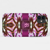 Coques Case-Mate iPhone Nouveau âge rose Batik Motif personnalisé Monogram (Dos (Horizontal))