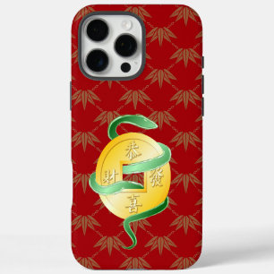 Coques iPhone 16 Pro Max Nouvel An lunaire chinois du serpent 2025 Gold Coi