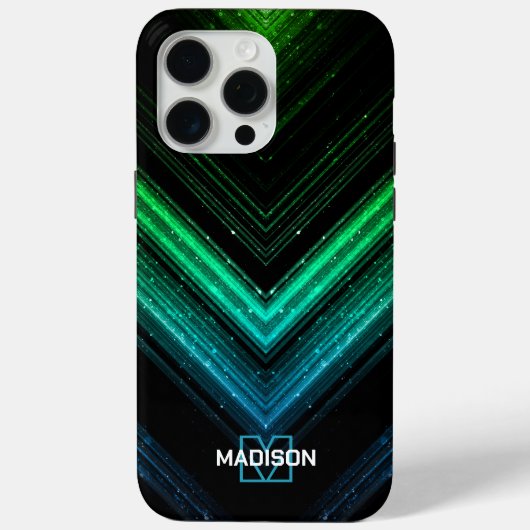 Coques Case-Mate iPhone Nouvel aquron vert de chevron vert d'aqua en métal (Verso)