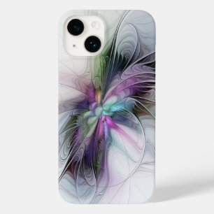 Coque Pour iPhone 14 Nouvelle vie, Colorful Abstrait Fractal Art Imagin