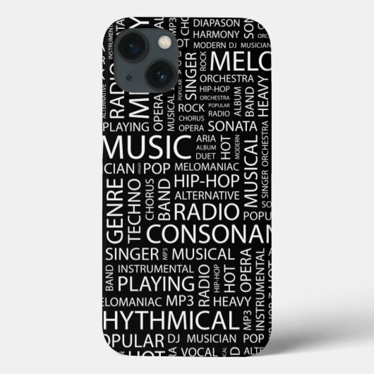 Coques Case-Mate iPhone Nuage de mot de motif de MUSIQUE (Verso)