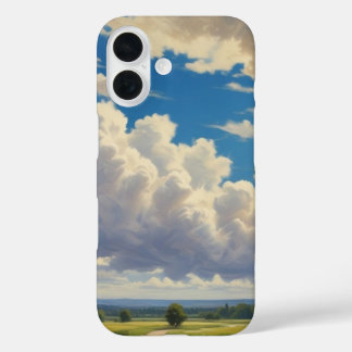 Coques iPhone 16 Nuages blancs et ciel bleu clair
